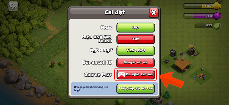 Chọn kết nối tài khoản Google Play